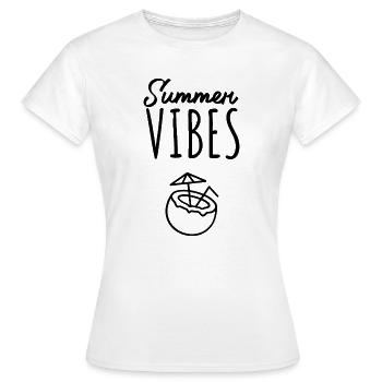 Summer Vibes mit Kokosnuss-Cocktail - Frauen T-Shirt - Weiß - Vorne - AI Model Female 172 dark (172cm)