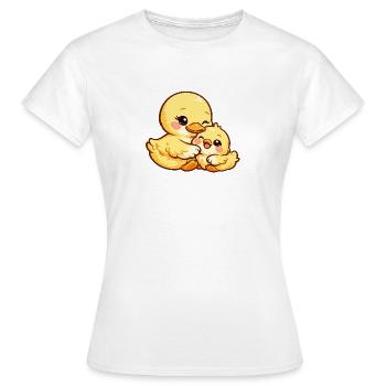 Maman Canard et son poussin se câlinent ensemble - T-shirt Femme - blanc - Devant - AI Model Female 172 dark (172cm)