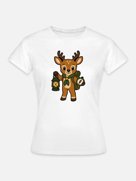 Waldabenteurer Reh mit Laterne - Frauen T-Shirt - Weiß