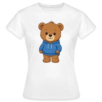 Ours en peaux en sweat à capuche bleu - T-shirt Femme - blanc - Devant - AI Model Female 172 dark (172cm)