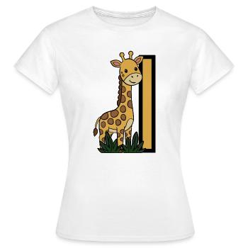 Girafe au Post – Illustration pour enfants - T-shirt Femme - blanc - Devant - AI Model Female 172 dark (172cm)