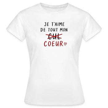 Je t’aime de tout mon cœur - T-shirt Femme - blanc - Devant - AI Model Female 172 dark (172cm)