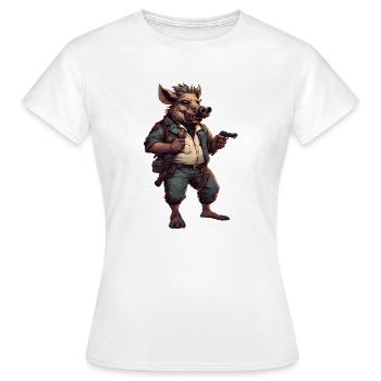 Sanglier dans une ambiance cyberpunk - T-shirt Femme - blanc - Devant - AI Model Female 172 dark (172cm)