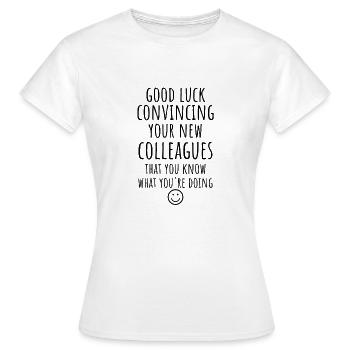 Cadeau d’adieu pour les collègues, cadeaux d’adieu - T-shirt Femme - blanc - Devant - AI Model Female 172 dark (172cm)