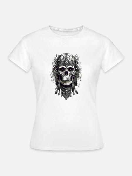 Floral skull hippie - Frauen T-Shirt - Weiß