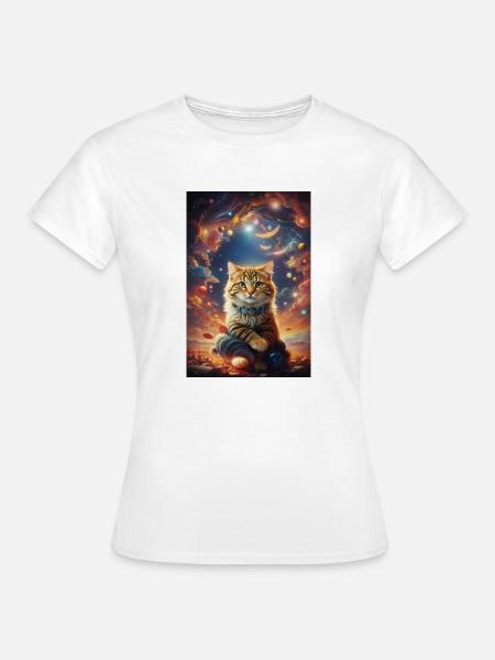 Zauberhaftes Katzendesign - Frauen T-Shirt - Weiß