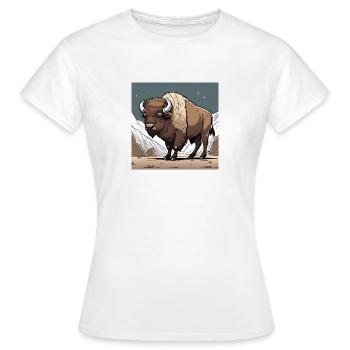 Bison - Frauen T-Shirt - Weiß - Vorne - AI Model Female 172 dark (172cm)