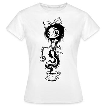 Tea Party Alice au Pays des Merveilles Gothique - T-shirt Femme - blanc - Devant - AI Model Female 172 dark (172cm)