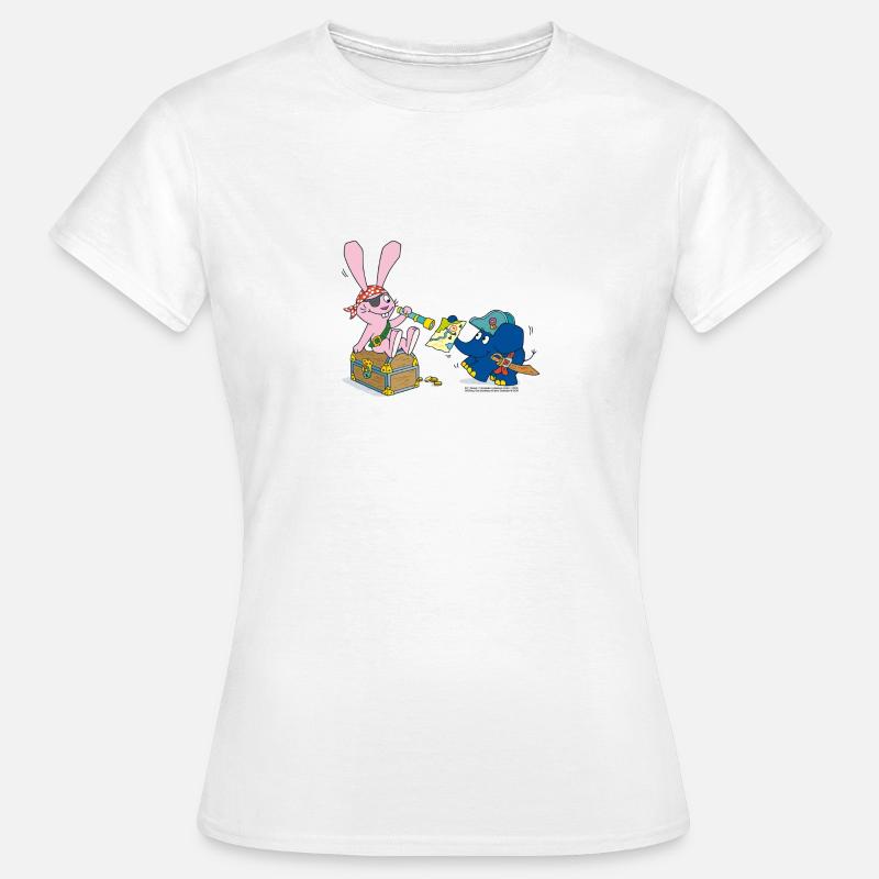 Elephant and rabbit as pirate - Women's T-Shirt - white