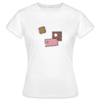 Flicken Reparatur Patchwork Stern Nähen Naht Nadel - Frauen T-Shirt - Weiß - Vorne - AI Model Female 172 dark (172cm)
