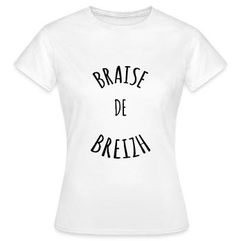 Tshirt breton breizh , tshirt humoristique breizh - T-shirt Femme - blanc - Devant - AI Model Female 172 dark (172cm)