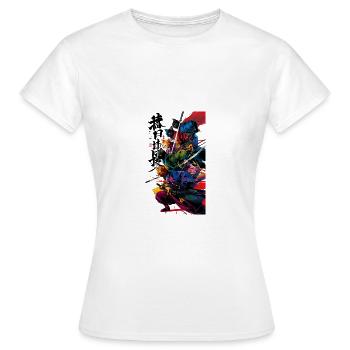 Katzen Samurai Krieger Fantasie Kunst - Frauen T-Shirt - Weiß - Vorne - AI Model Female 172 dark (172cm)
