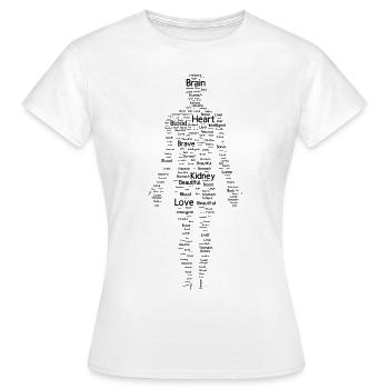 Corps humain à partir d’un nuage de mots - T-shirt Femme - blanc - Devant - AI Model Female 172 dark (172cm)