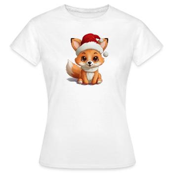Weihnachtspfote: Niedlicher Fuchs mit Mütze 2 - Frauen T-Shirt - Weiß - Vorne - AI Model Female 172 dark (172cm)