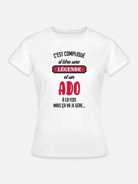 adolescent / enfant / ado / adolescente - T-shirt Femme - blanc