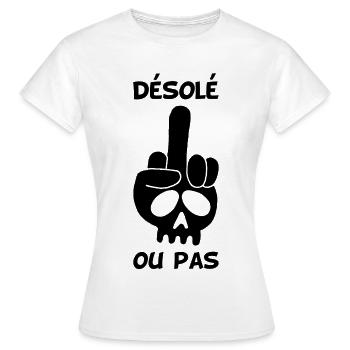 Crâne noir malpoli - T-shirt Femme - blanc - Devant - AI Model Female 172 dark (172cm)
