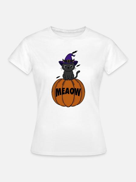 Katze  Halloween - Frauen T-Shirt - Weiß