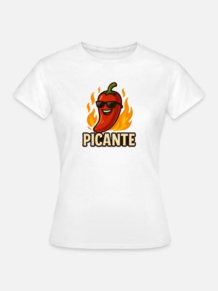 Picante Chili Cartoon Shirt - Frauen T-Shirt - Weiß