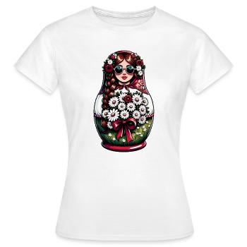 Matriochka en russe Matriochka Poupée Russe - T-shirt Femme - blanc - Devant - AI Model Female 172 dark (172cm)