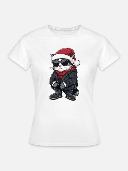 Katze Weihnachten Winter - Frauen T-Shirt - Weiß
