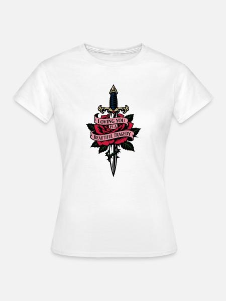 Dolch & Rose | wundervolle Tragödie | Valentine - Frauen T-Shirt - Weiß