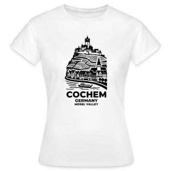 Cochem Silhouette Rhein Mosel - Frauen T-Shirt - Weiß - Vorne - AI Model Female 172 dark (172cm)
