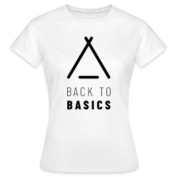 Retour aux bases | Camping & Bushcraft | Tente - T-shirt Femme - blanc - Devant - AI Model Female 172 dark (172cm)