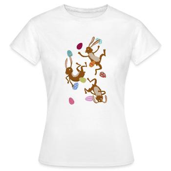 fallende Osterhasen - Frauen T-Shirt - Weiß - Vorne - AI Model Female 172 dark (172cm)