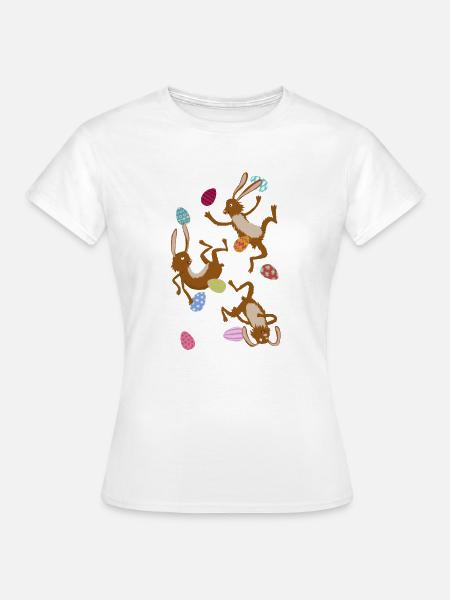 fallende Osterhasen - Frauen T-Shirt - Weiß
