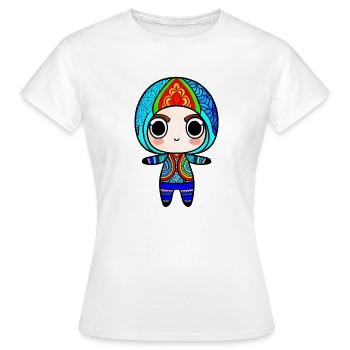 Chibi Zentangle - T-shirt Femme - blanc - Devant - AI Model Female 172 dark (172cm)