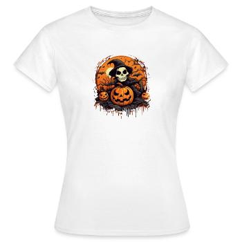 Halloween Skelett Kürbis - Frauen T-Shirt - Weiß - Vorne - AI Model Female 172 dark (172cm)