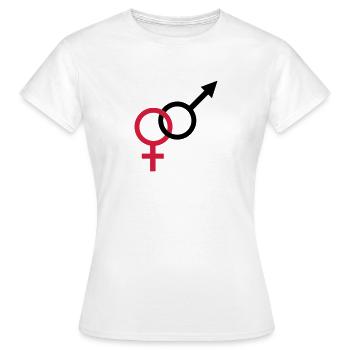 männlich weiblich - Frauen T-Shirt - Weiß - Vorne - AI Model Female 172 dark (172cm)