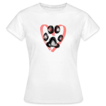 Empreinte de patte avec coeur, rose - T-shirt Femme - blanc - Devant - AI Model Female 172 dark (172cm)