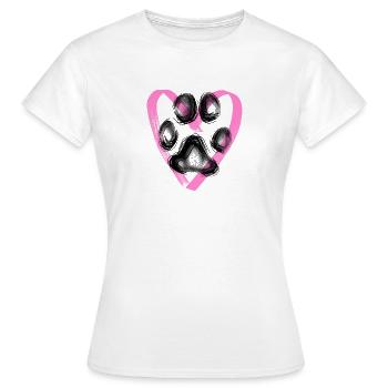 Empreinte de patte avec coeur, rose - T-shirt Femme - blanc - Devant - AI Model Female 172 dark (172cm)
