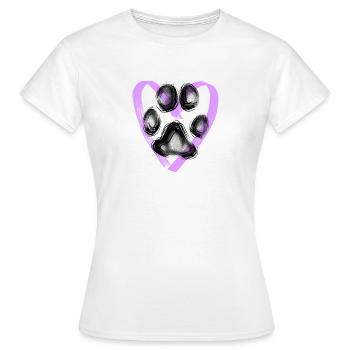 Empreinte de patte avec coeur, violet - T-shirt Femme - blanc - Devant - AI Model Female 172 dark (172cm)