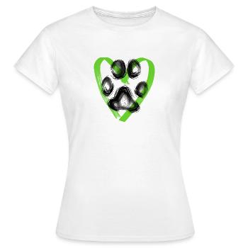 Empreinte de patte avec coeur, vert - T-shirt Femme - blanc - Devant - AI Model Female 172 dark (172cm)