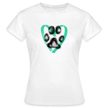 Empreinte de patte avec coeur, turquoise - T-shirt Femme - blanc - Devant - AI Model Female 172 dark (172cm)