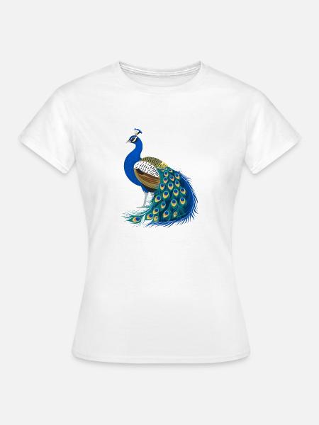 Lebendige Pfauen-Illustration - Frauen T-Shirt - Weiß