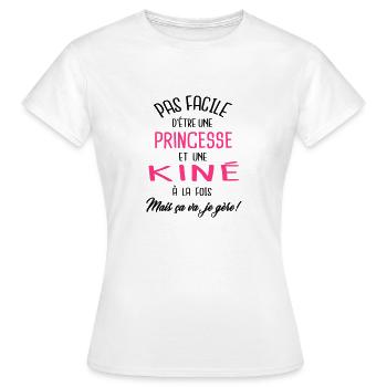 Pas facile d'être princesse et kiné - T-shirt Femme - blanc - Devant - AI Model Female 172 dark (172cm)