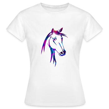 Mehrfarbiges Pferd - Frauen T-Shirt - Weiß - Vorne - AI Model Female 172 dark (172cm)