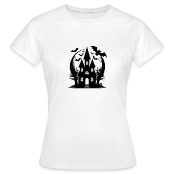 Unheimliches Zauber Fledermaus Spukhaus Halloween - Frauen T-Shirt - Weiß - Vorne - AI Model Female 172 dark (172cm)