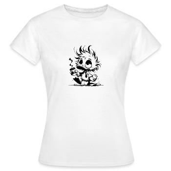 Verschlafene Büro Ente mit Kaffeebecher - Frauen T-Shirt - Weiß - Vorne - AI Model Female 172 dark (172cm)