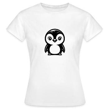 Knuffige Comic Pinguin Zeichnung - Frauen T-Shirt - Weiß - Vorne - AI Model Female 172 dark (172cm)