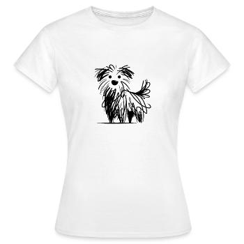 Croquis de chien minimaliste aux lignes chaotiques - T-shirt Femme - blanc - Devant - AI Model Female 172 dark (172cm)