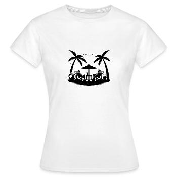 Envie de voyager pour la plage, les vacances et les palmiers au bord de la mer - T-shirt Femme - blanc - Devant - AI Model Female 172 dark (172cm)