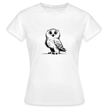 Putzige Schnee-Eule Bleistift Skizze - Frauen T-Shirt - Weiß - Vorne - AI Model Female 172 dark (172cm)