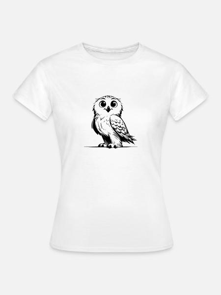 Putzige Schnee-Eule Bleistift Skizze - Frauen T-Shirt - Weiß