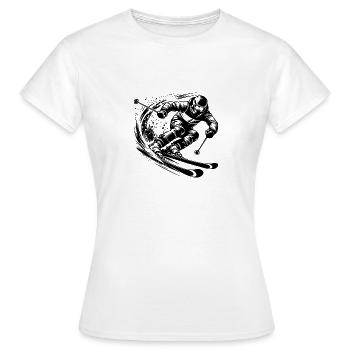 Schneewirbel und Skifahrer mit Power Abfahrt - Frauen T-Shirt - Weiß - Vorne - AI Model Female 172 dark (172cm)