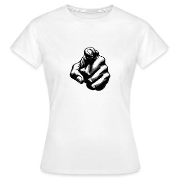 Handhaltung ikonischer Zeigefinger - Frauen T-Shirt - Weiß - Vorne - AI Model Female 172 dark (172cm)