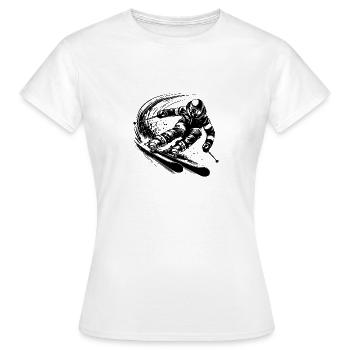 Skifahren Geschwindigkeit und Präzision im Schnee - Frauen T-Shirt - Weiß - Vorne - AI Model Female 172 dark (172cm)